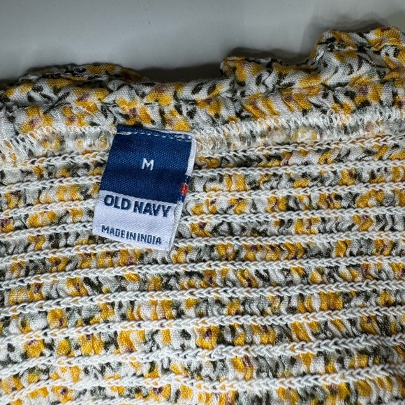 Old Navy Yellow with Green & White Floral Smocked Cami | Peplum Top | M - Picture 3 of 5